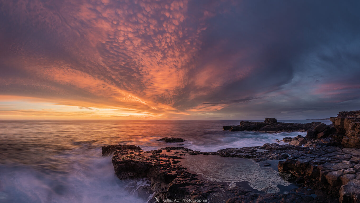 coucher de soleil à la Pointe aux châteaux